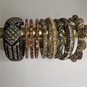 Indian Bollywood Bridal Beaded Bangles Bracelets Cutwork Jadau Bangles Kada 9 Ct